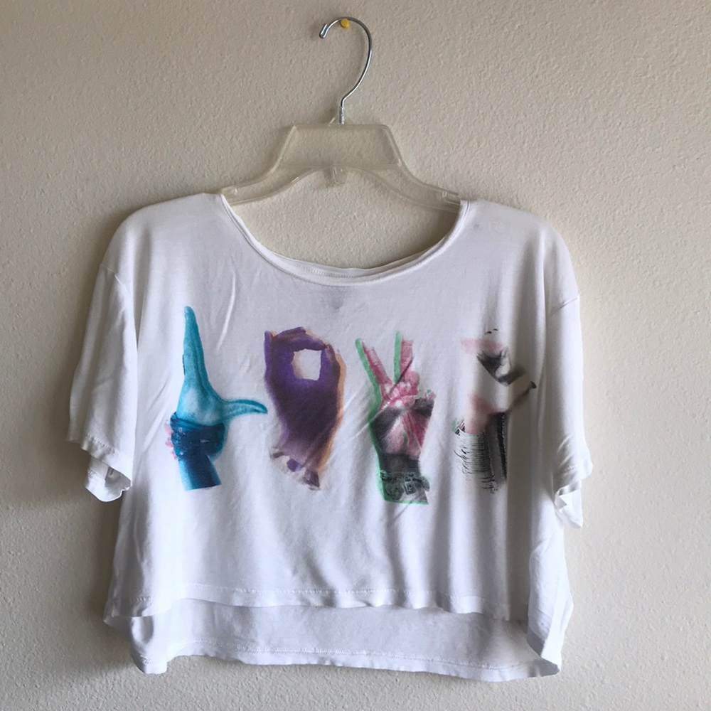 ISO - “LOVE” Flowy Crop Top - Divided by H&M